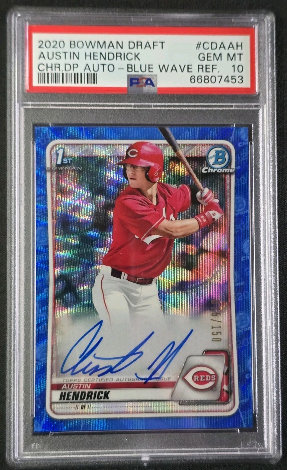 AUSTIN HENDRICK 2020 Bowman Chrome PSA 10 BLUE WAVE Auto RC 075/150