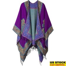 Oversized Open Front Poncho Wrap Scarf Soft Comfortable Casual Cape Shawl New