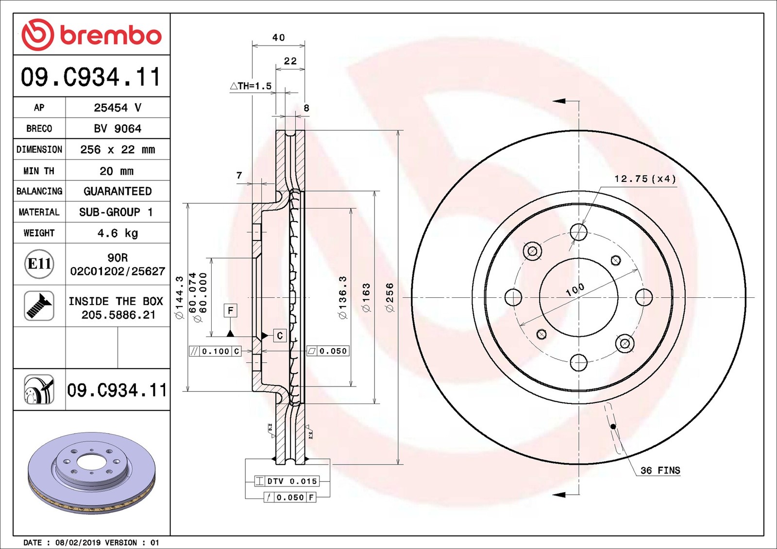 Brembo 09.C934.11 Prime Brake Disc - Image 4