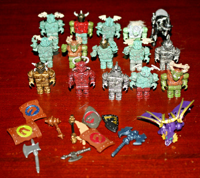 Lot 16 Mega Blok Knight Figure (14 Dragon & Horse Krystal Wars Fire & Ice Weapon