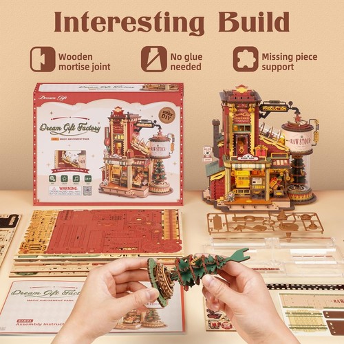 ROBOTIME 3D Puzzle Dream Gift Factory Music Box Toy Kits Jigsaw Puzzle Xmas Gift - Photo 3/12