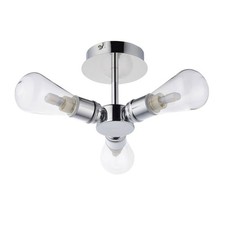 GoodHome Bathroom Ceiling Light 3 Way Glass Metal Chrome G9 IP44 Indoor Lamp 18W