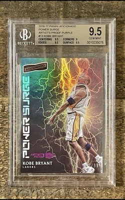 2016 Kobe Bryant BGS 9.5 Panini Power Surge PURPLE /99 POP 1 None Higher