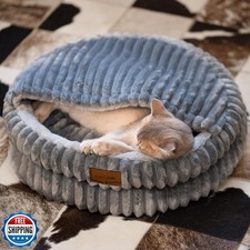 CHEERPALS Cat Bed for Indoor Cats, Washable Round Cat Bed Soft Fl