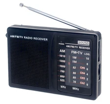 Portable AM/FM Portable Radio With Antenna, (4.1/4"x3"x13/16")2 AA Batteries