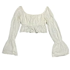 Oak & Fort Blouse Womens M White Cropped Boho Cottagecore Renaissance Romantic
