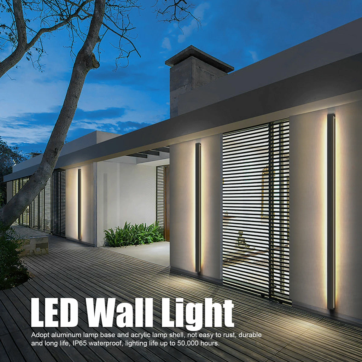Modern Waterproof Outdoor Long Strip LED wall lamp Aluminum Light Garden Porch