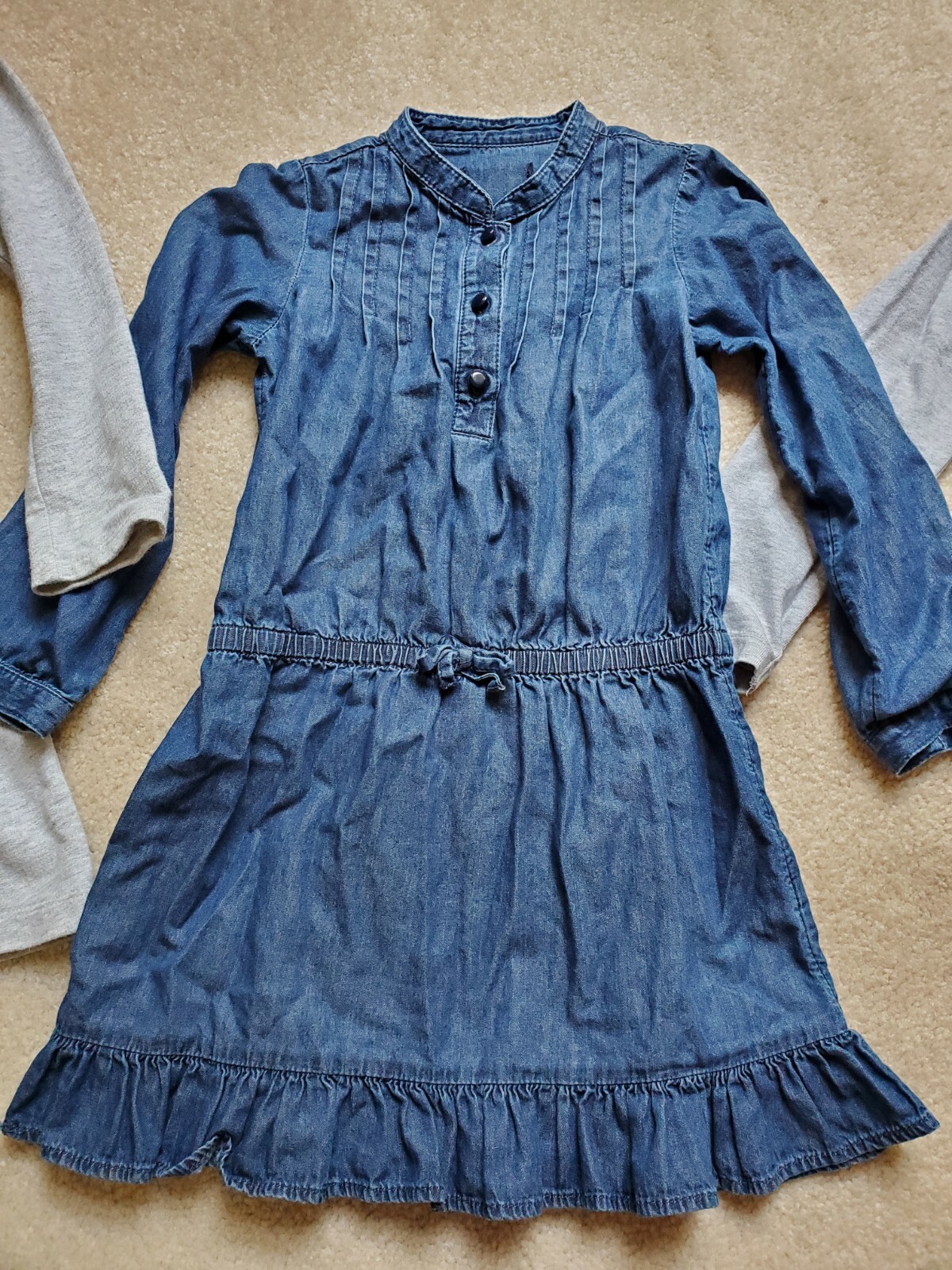 Lot of 3 Girl's Long Sleeve Dresses Denim Gray Sequins Dresses Size 46