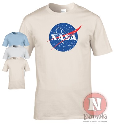 Nasa Distressed Logo T-Shirt Space Agency Retro Apollo Mars Mission