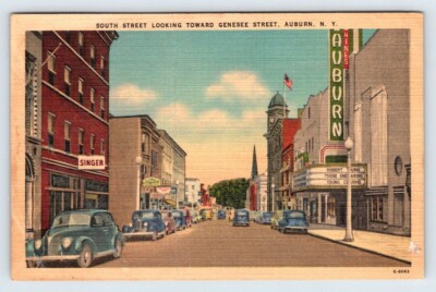 South Street Looking Toward Genesee Street Auburn NY Vintage Postcard ...