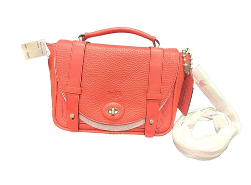 COACH Bleecker Red Crocodile Embossed Leather 2way Mini Boston Bag 