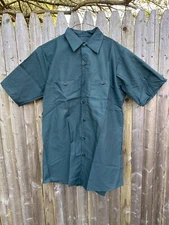 Red Kap Shirt Men's Short Sleeve Industrial Green Work Mechanic Uniform New