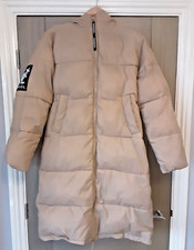 Womens Kangol H&m Long Winter Puffer Coat Beige With A Hood Size Small