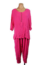 VTG 80s 2pc suit tapered BOHO Pants Shirt Textured Express Flowy Lounge SZ L