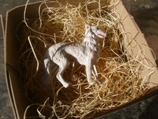 New 3D Dresden Paper Christmas Ornament White Borzoi Dog Standing Decoration