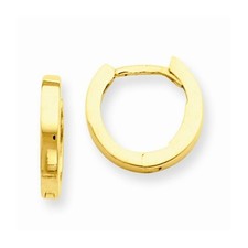 14K YELLOW GOLD SMALL ROUND HINGED HOOP EARRINGS PLAIN HOOPS 2mm 0.4 INCH