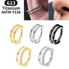 1x Anillo de nariz de titanio G23 anillo doble aro tragus cartílago tabique piercing anillo