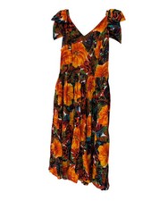 VTG ON THE ROCKS CA. FLORAL POCKETS MIDI DRESS SZ M/L