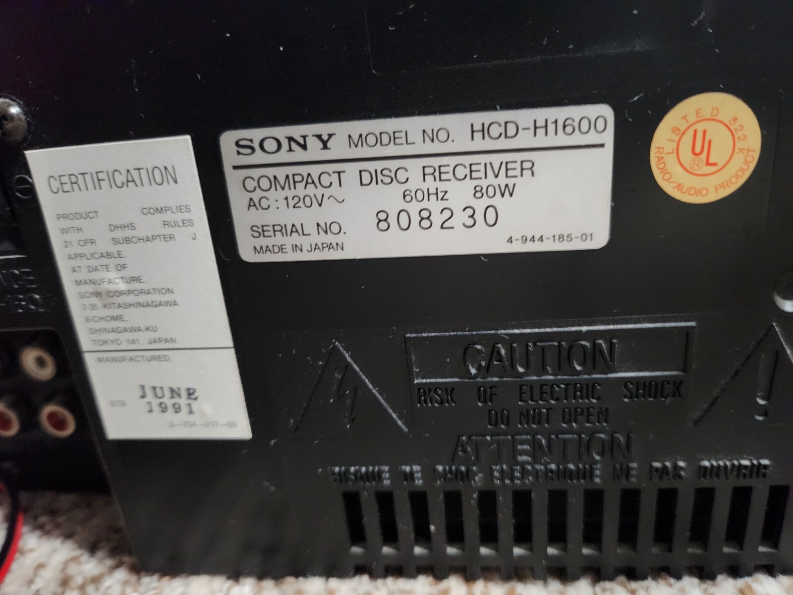 Sony mhc 1600 CD player with speakers Sometimes CD Tray Button Won't Work