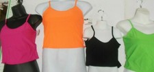 DANCE CAMISOLE Crop SHELFBRA NEON MATTE SPANDEX C/L Many COLORS shelflined