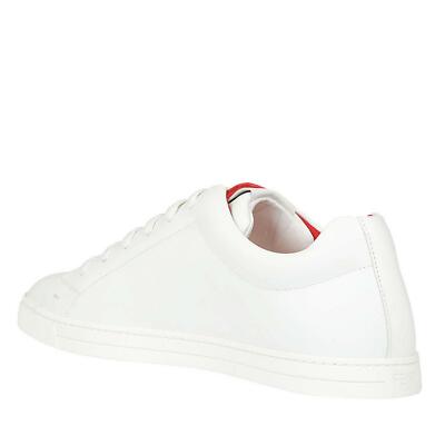 Fendi Authentic Leather Monster Eyes Low Top Sneakers WHITE/RED