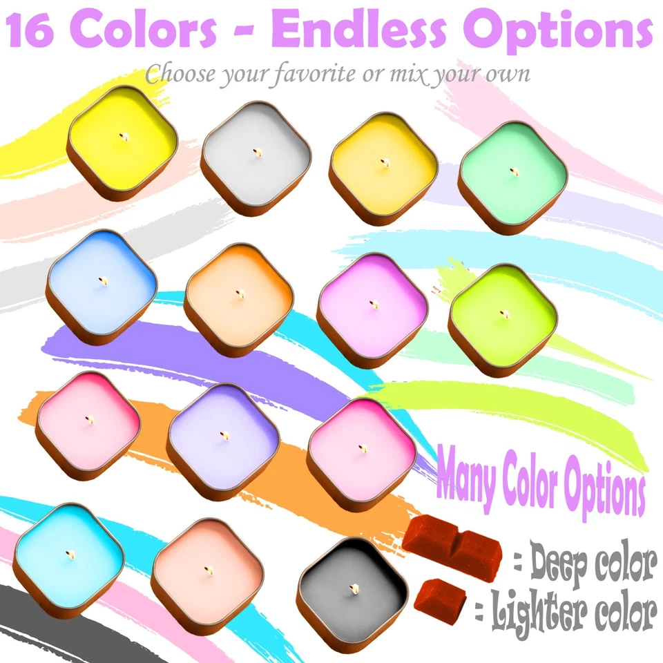 Kit para hacer velas de soja, copos de cera de soja, mechas, jarra, 16 tintes de colores Foto 2 de 4