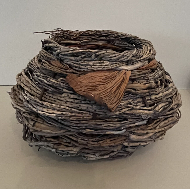 Hand Woven Palm Fiber Art Basket Samuel Yao eBay