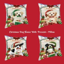 Christmas Dog Cat with Presents Pet Throw Decorative Pillow 18x18 In Gift