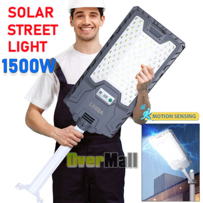 9900000LM Commercial LED Solar Street Light Motion Sensor Dusk-to-Dawn Road Lamp