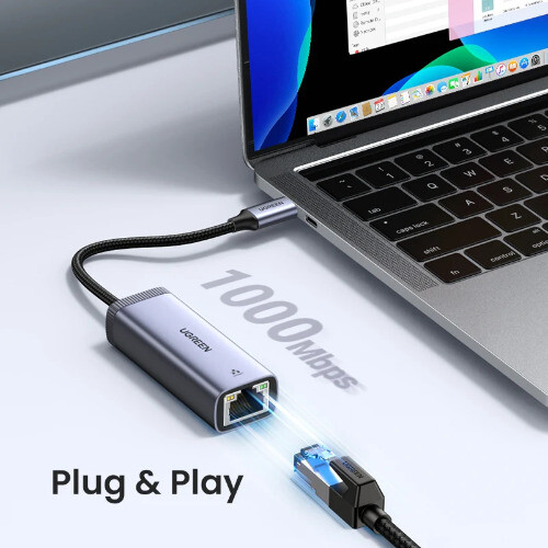 USB C Ethernet Adapter 1000/100Mbps USB Lan RJ45 Thunderbolt 3 - Picture 5 of 15