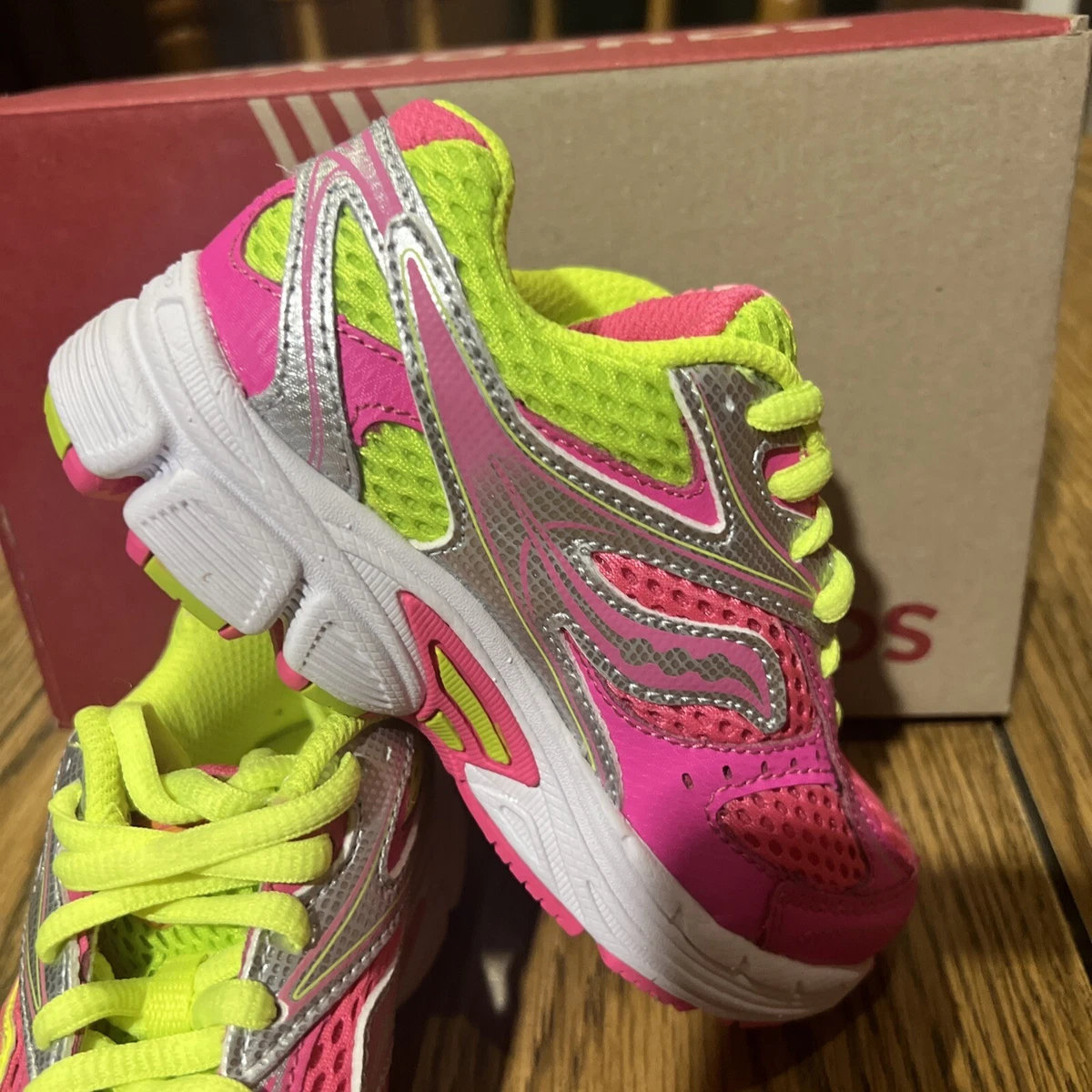 Saucony Cohesion 8 LTT Running Shoe Pink and Yellow Girls Size mutliple sizes