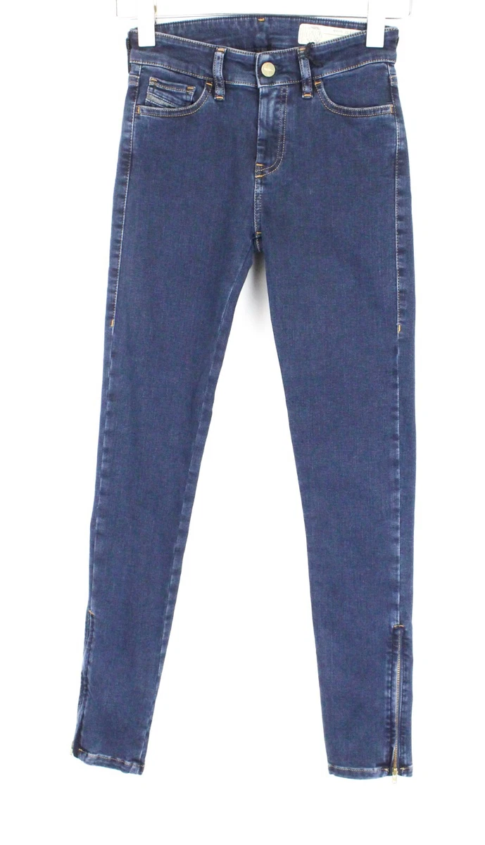 Diesel Slandy Zip 083AM Femme Jean W26 L32 Super Coupe Skinny Bleu