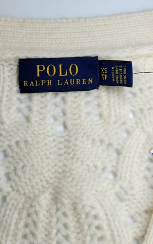 Cardigan Polo RALPH LAUREN Donna XS Crema ALPACA LANA DI ALPACA $170 EXTRA SMALL - Foto 11 di 12
