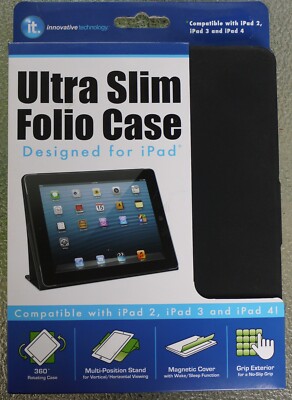 IT Innovative Technology Ultra Slim Folio Case Designed For iPad 2 3 4 Black