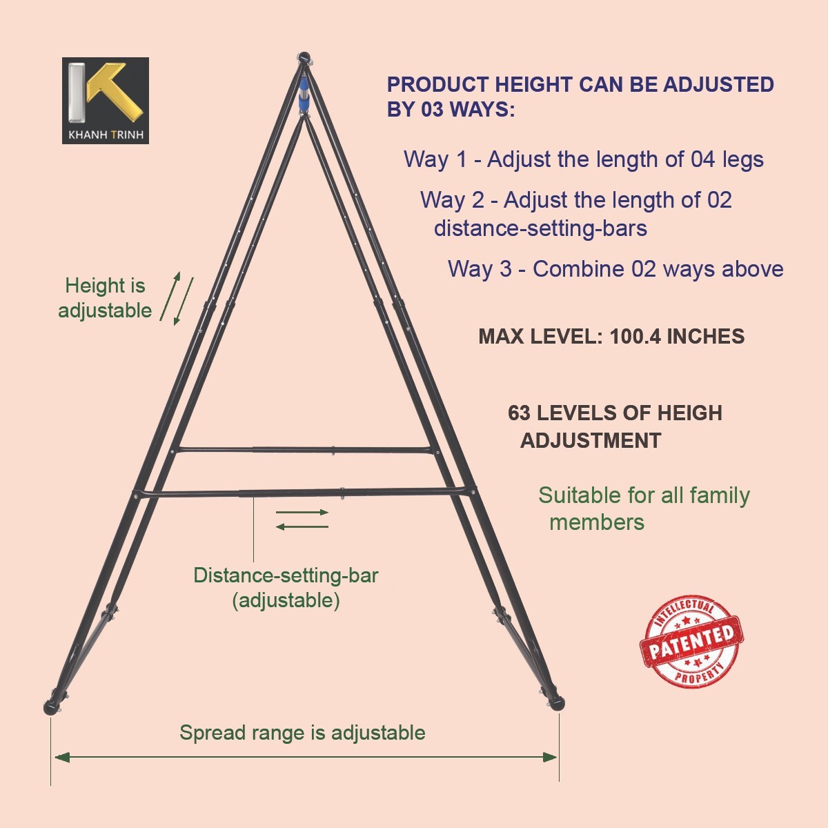 KHANH TRINH High Sturdy and Foldable Standing Pull Up Bar
