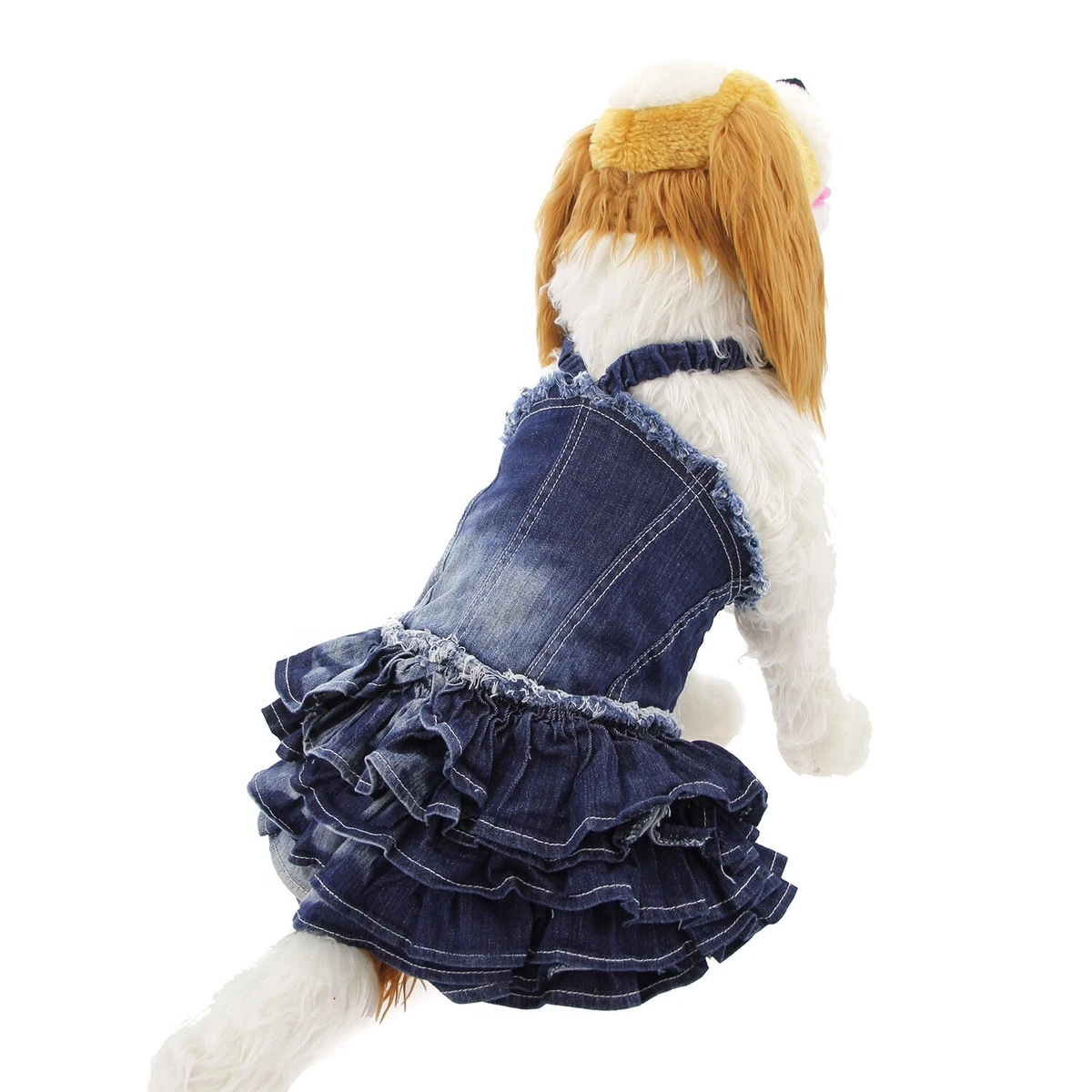 white christmas dresses Frayed Denim Blue Palm Tree Dog Vest Harness – SpoiledDogDesigns.com main image 0