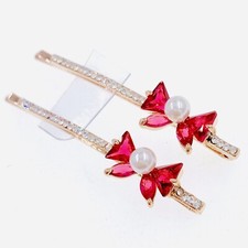 BOW Bobby Pin Hair Clip use Swarovski Crystal Hairpin Wedding Elegant Hot PINK 1