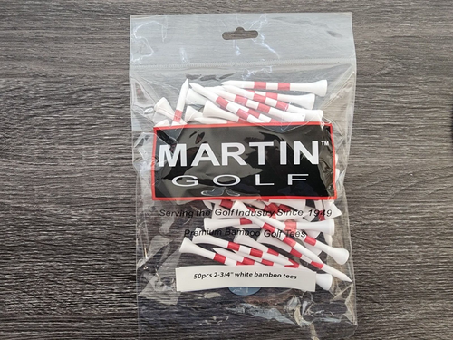 NEU 50 Stück 2-3/4" weiß/rot gestreift Premium Bambus T-Shirt Golf Tees⛳⛳⛳ - Bild 3 von 6