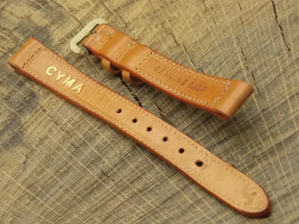 Correa de reloj Cyma 11 mm de piel de becerro tostada para damas con hebilla de tono dorado vintage nueva de colección sin usar Foto 4 de 4