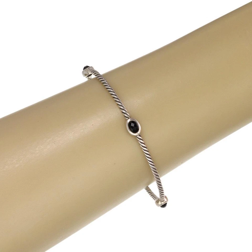 Brazalete Cable Estación Ovalada David Yurman Ónix Plata Esterlina 4 LIQUIDACIÓN Foto 4 de 4