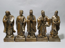 8,2-calowy posąg z czystej miedzi z brązu ozdoby pięciu słynnych chińskich literatów