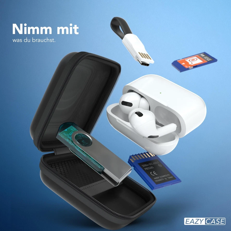 Schutzhülle für Kopfhörer Tasche Case Aufbewahrungstasche mit Netzfach Box Eckig - Bild 2 von 4