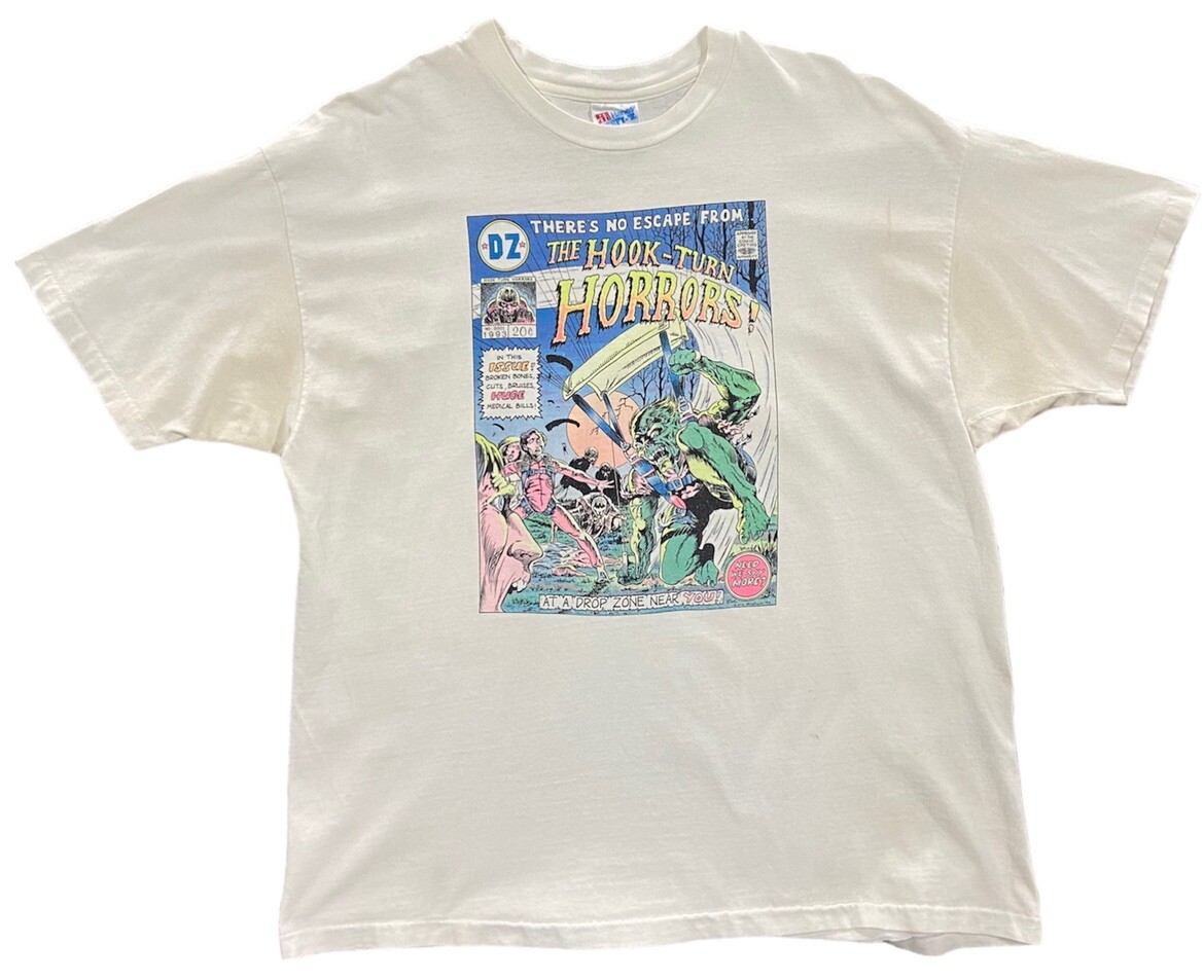 Vintage 1993 DZ Comics Hook Turn Horrors T-Shirt White Size XL 90s