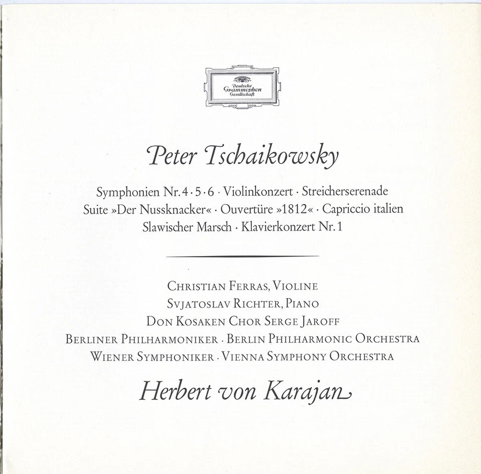 7LP Box Tulips KARAJAN TCHAIKOVSKY Syms 4-6, Violin & Piano Cons FERRAS RICHTER - Image 2 of 3