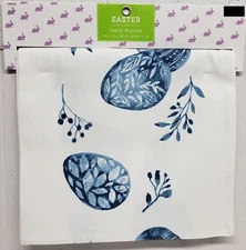 1 Fabric Printed Kitchen Table Runner (13"x72") BLUE EASTER EGGS & LEAVES