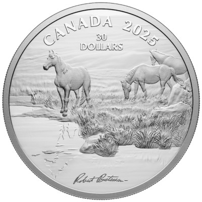 Silbermünze Mustang Country Robert Bateman 2025 - Kanada - 2 Oz PP