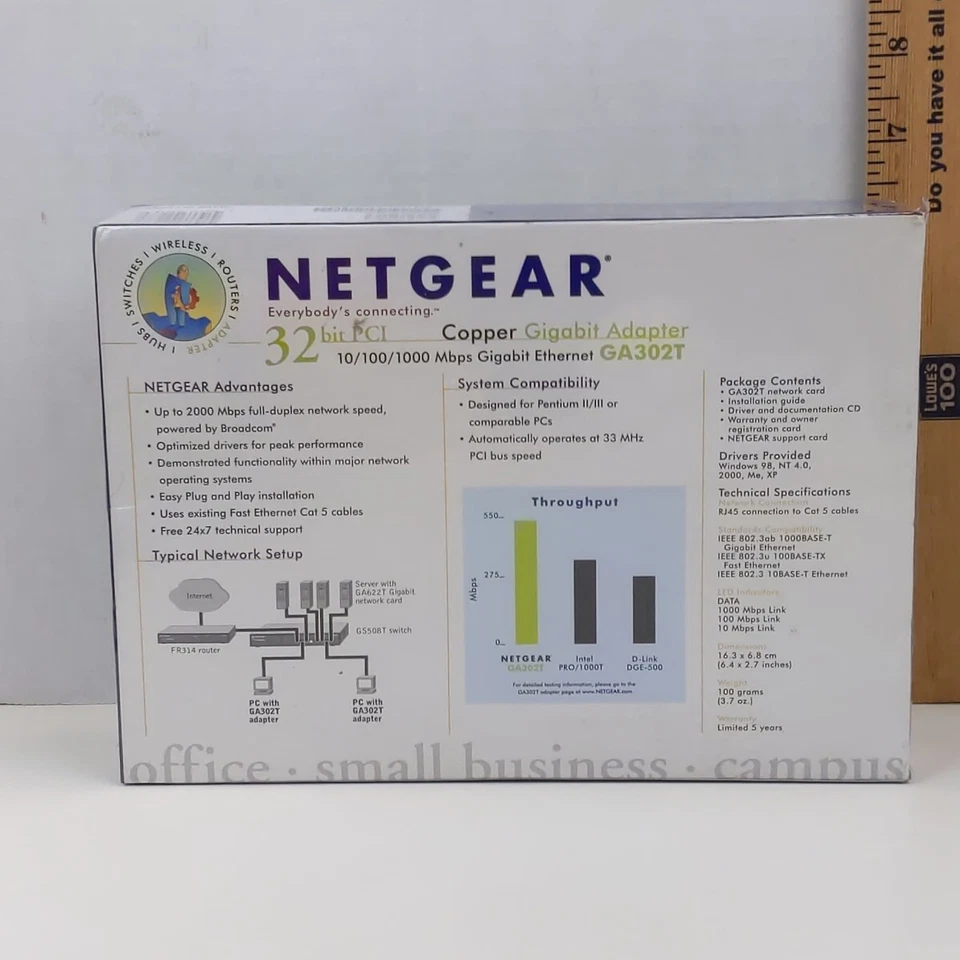 Netgear GA302T 32-Bit PCI Copper Gigabit Ethernet Network Adapter New - Image 2 of 2