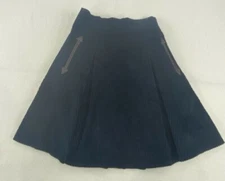 Ethereal By Paper Crane Womens 100% Cotton Skirt Small Dark Blue Pleated Zipper 