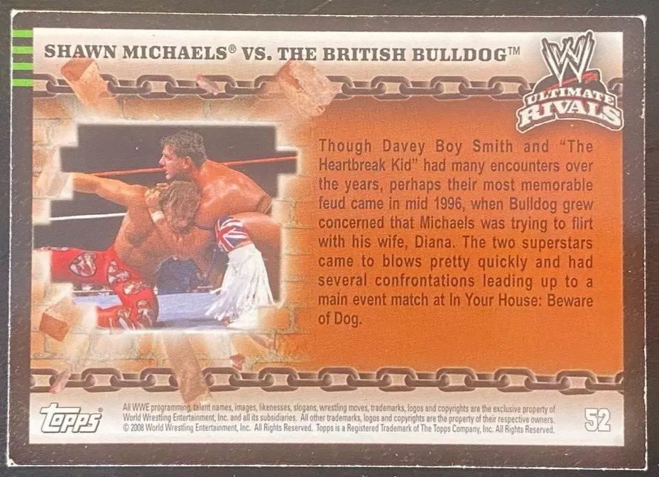 Shawn Michaels vs British Bulldog 2008 WWE Ultimate Rivals #52 - Image 2 of 2