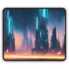 Gaming Mouse Pad - Cyberpunk City Print  Non-Slip, Smooth, Ideal for Gamer